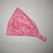 Gypsy Wrap Dreadband Women's Fabric Hair Bandana Pink Red Paisley
