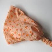 Hair Wrap Headband Womens Gypsy Elastic Bandana Head Covering Orange Floral Vintage Fabric