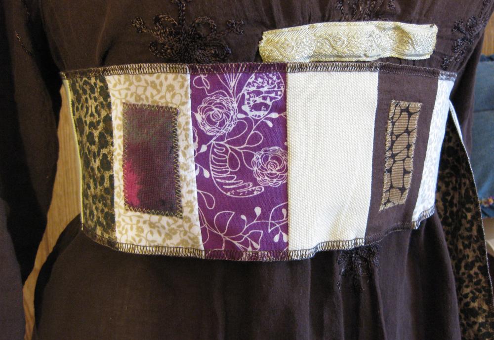 Pocket Belt Patchwork Obi Gypsy Tie Sash Women's Brown Beige Purple Festival Wear
